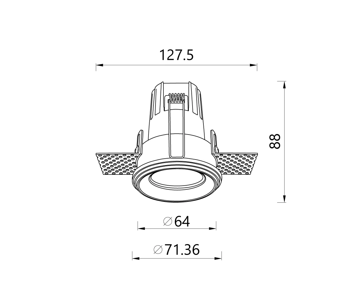 Architape ADL S IP54 Trimless Downlight Dimensions